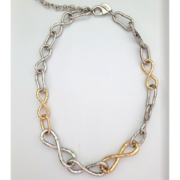 Chico's Chunky Statement Two-Tone Chain Link Necklace - Picture 1 of 5